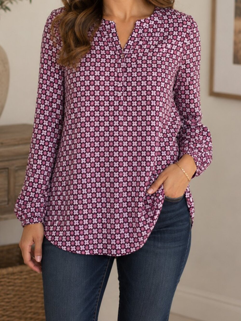 Women's Ann Taylor LOFT Petalwork Poet Long Sleeve Floral Blouse - Size XS